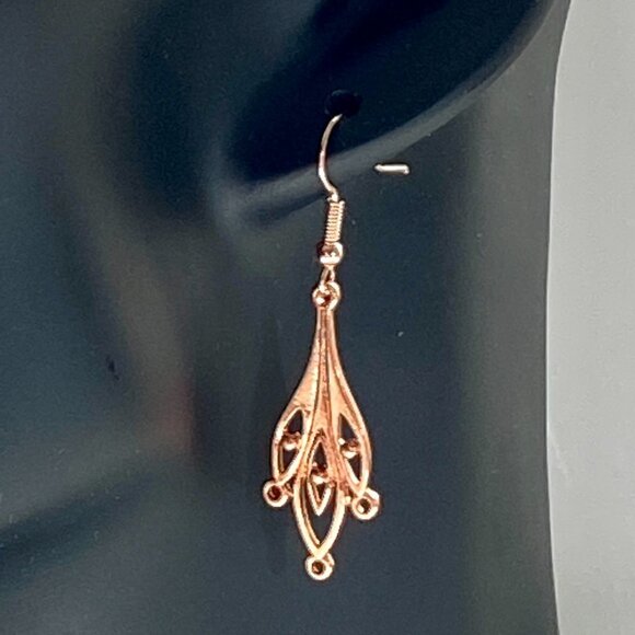 ❤️ Copper Leaf Drop Earrings - Picture 4 of 10